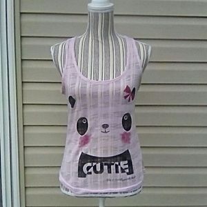 Love Panda Bear Pink Racer Back Tank Size Large